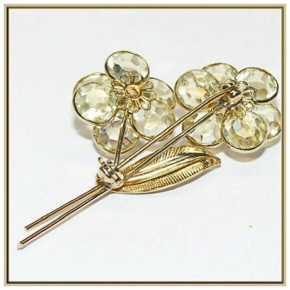 Open Back Faceted Crystal Flower Brooch - Picture 5 of 6